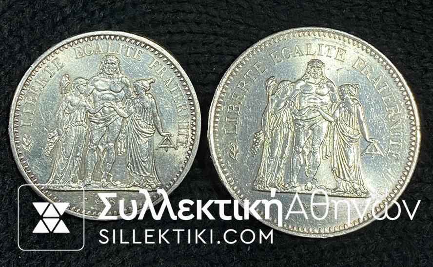 FRANCE 10 and 50 France 1965 and 1977 UNC