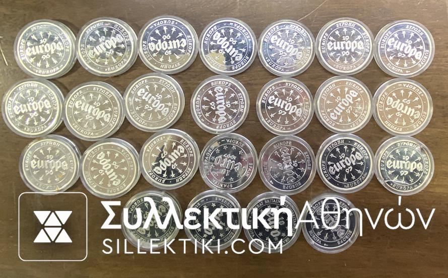 COLLECTION OF 25 SILVER MEDAL "EUROPA 1997"