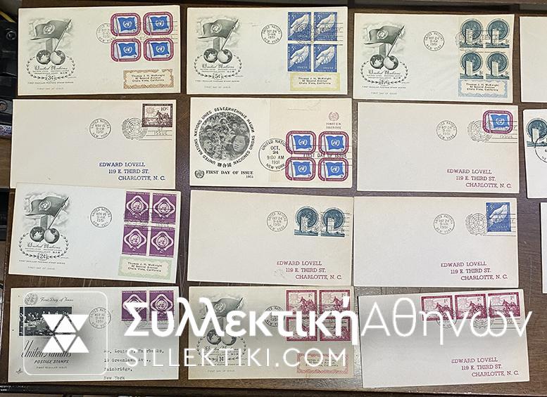 19 Φάκελοι Πρώτης Μέρας Κυκλοφορίας ΟΗΕ N.Y.