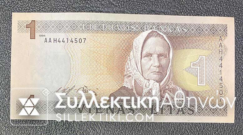 LITHUANIA 1 LITAS 1994 UNC