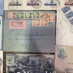 Συλλογή με 34 πολύ παλιούς φακέλους (πριν το 1940 ) κάρτες, φιλοτελικά, σφραγίδες, αποκόμματα κλπ