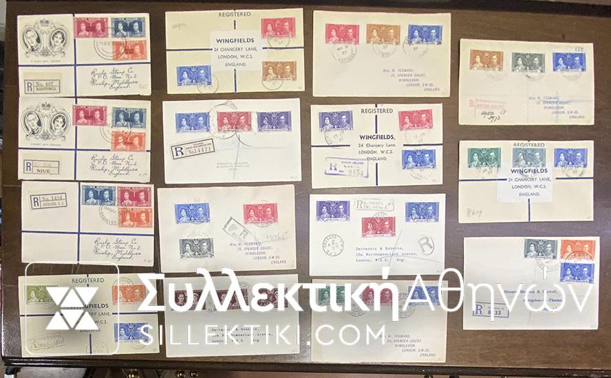 15 FDC Various English Colonies King George 6