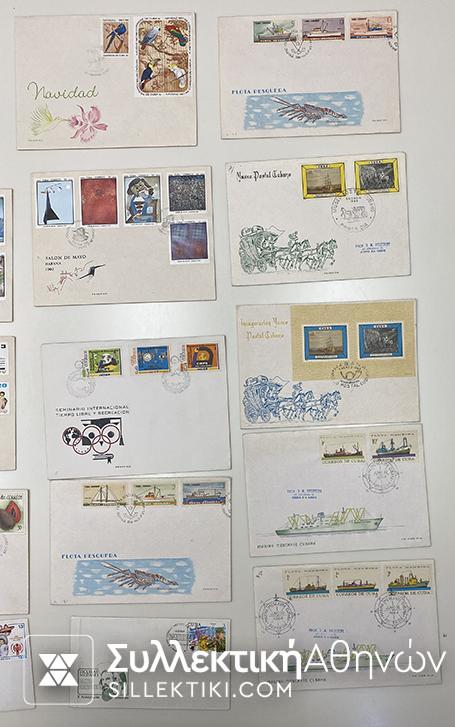 ΚΟΥΒΑ 25 Φάκελοι Πρώτης Μέρας Κυκλοφορίας από το 1960