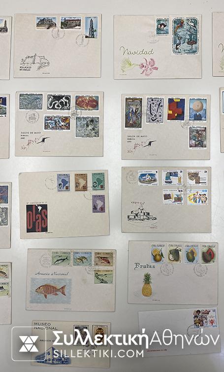 ΚΟΥΒΑ 25 Φάκελοι Πρώτης Μέρας Κυκλοφορίας από το 1960