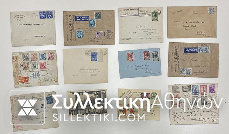 BELGIUM 12 Covers before 1940 Interesting Lot