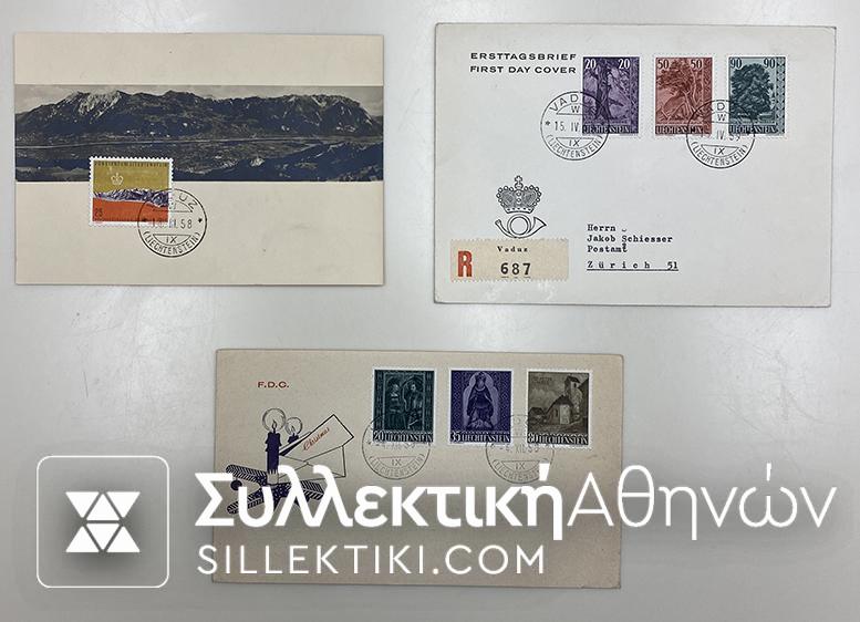 LICHTENSTEIN 3 FDC 13/3/1958