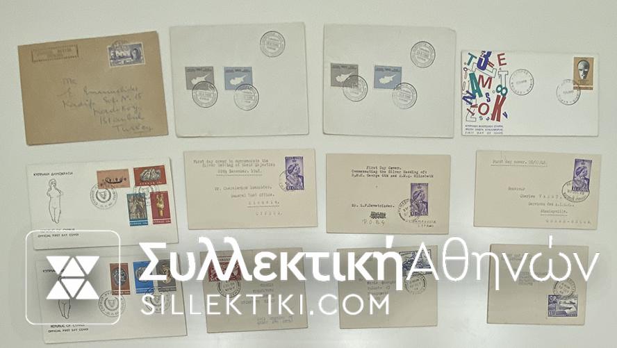 CYPRUS 11 FDC some of English Period