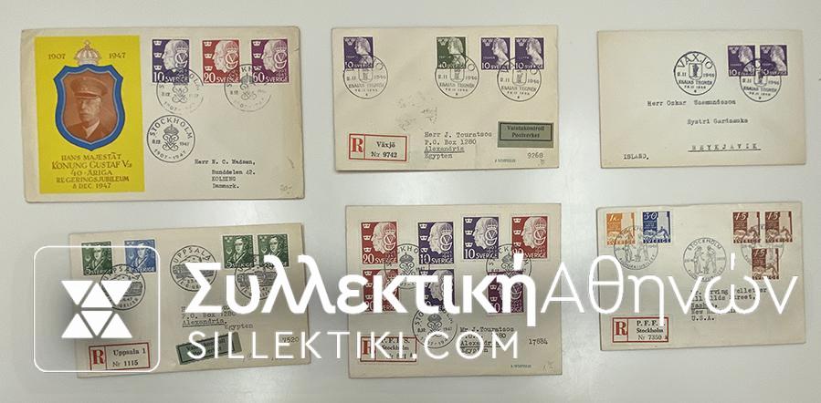 SWEDEN 6 FDC 1946/8