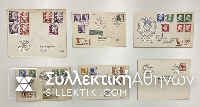 SWEDEN 6 FDC 1946/48