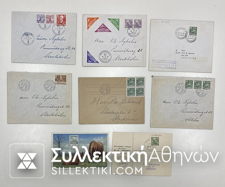 SWEDEN 7 Covers 1945-51 with Commemorative stamps