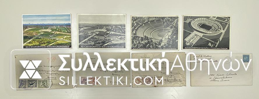 4 Covers and 4 Cards of Olympic Gmes 1936