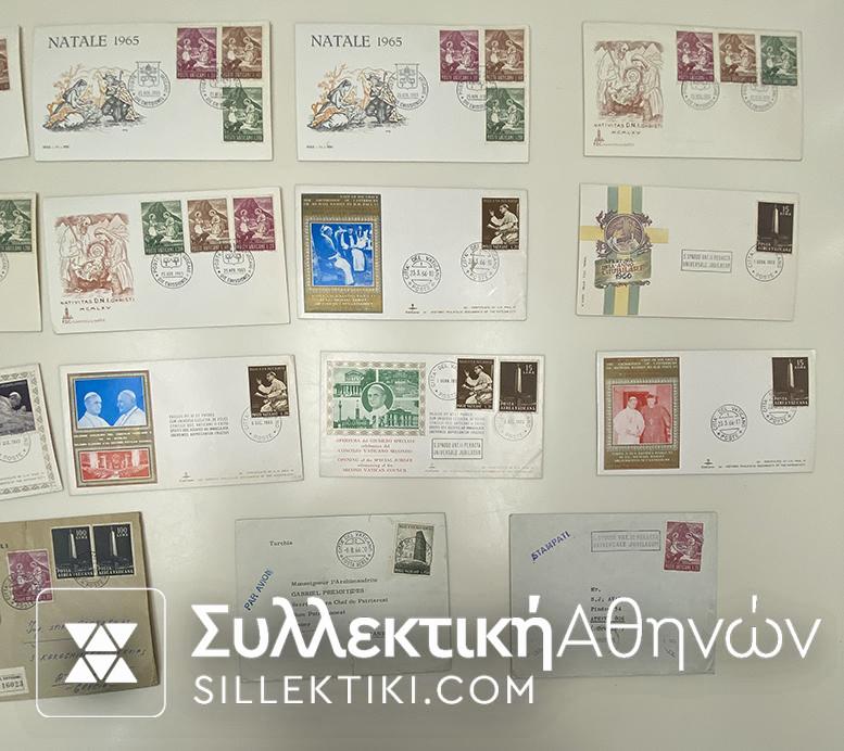 VATICAN 10 FDC + 12 Covers Posted