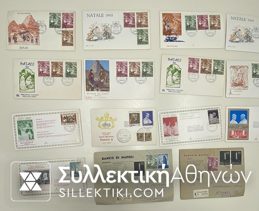 VATICAN 10 FDC + 12 Covers Posted