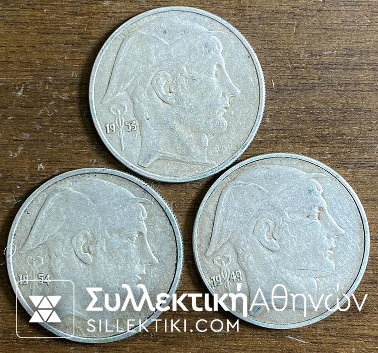 BELGIUM 3 X 20 Fr.(1949