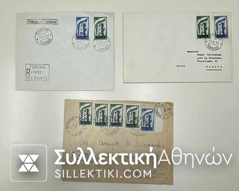EUROPA 1956 ITALY 2 FDC AND RESISTER COVER