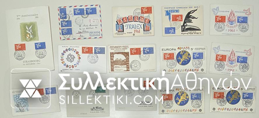 EUROPA FRANCE 1961 11 COVERS/FDC