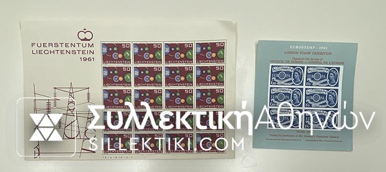 LIECHNESTAEIN 1961 Sheet and BRITAIN BF 1962 Eurostamp **