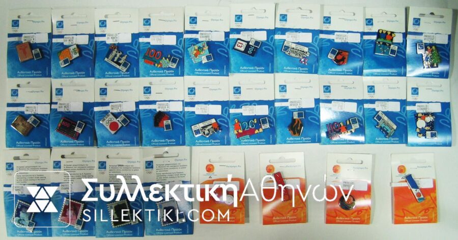 Collection of 28 Different Pins of Olympic Games 2004