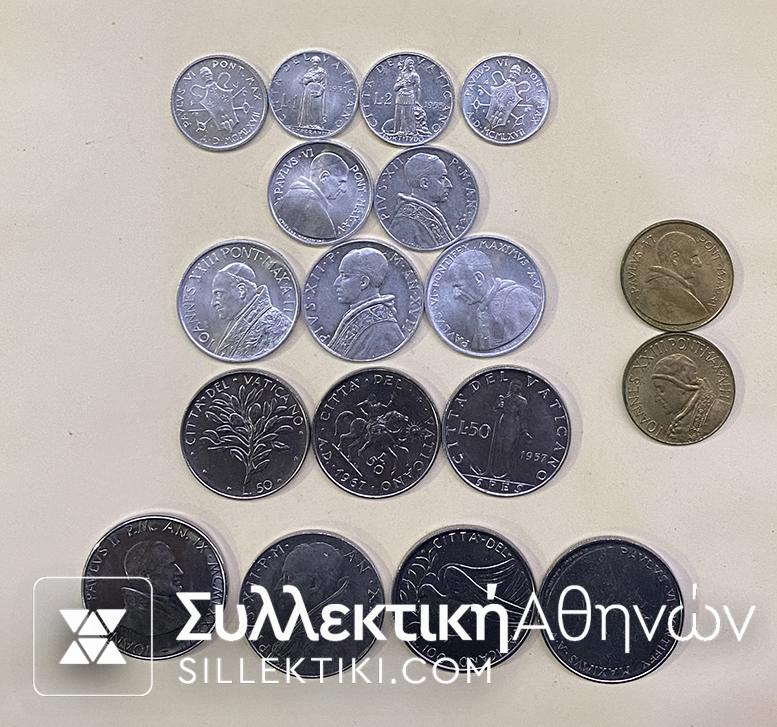 VATICAN lot of 18 several coins UNC
