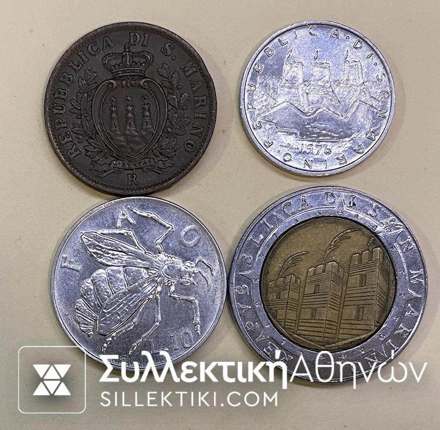 SAN MARINO lot of 4 Coins AU