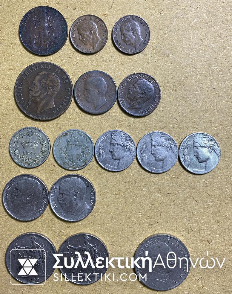 ITALY 16 Different Coins from 1867 up