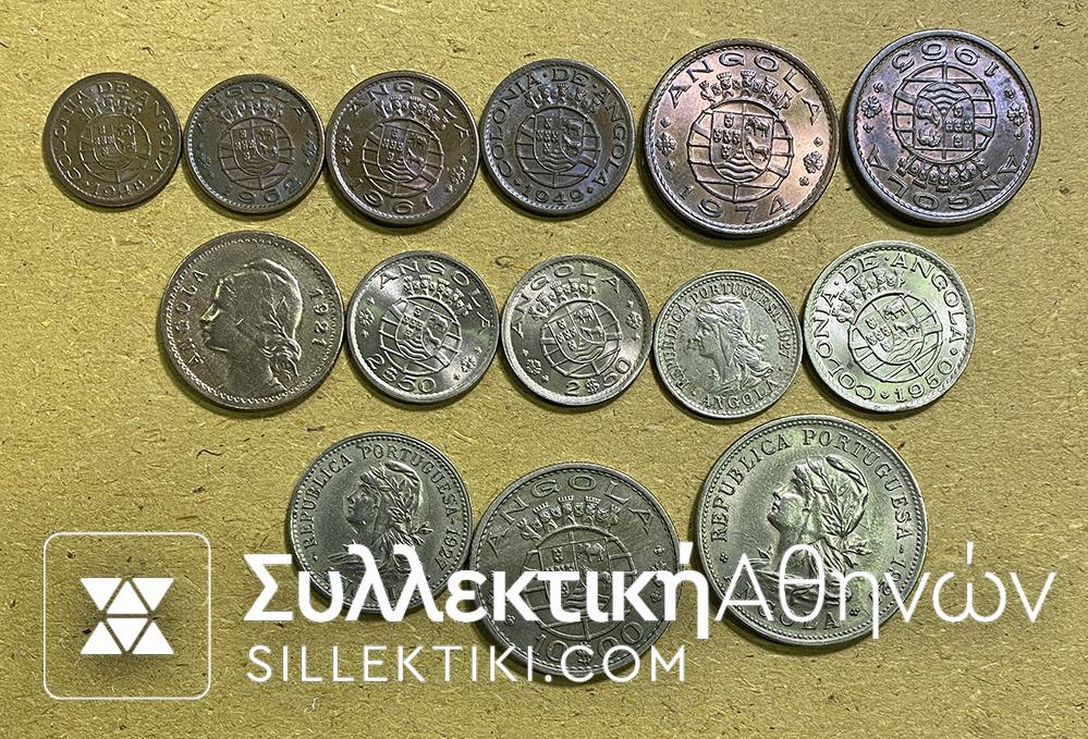 ANGOLA (Portuguese) 14 Different Coins fron 1921 UP