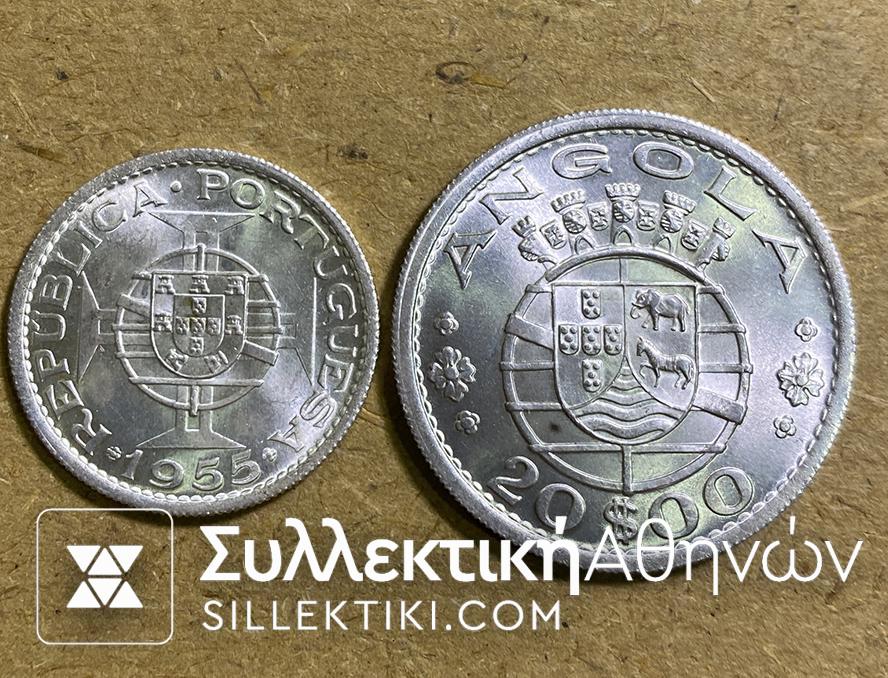 ANGOLA (Portuguese) 10 and 20 Escudos 1955 and 1952