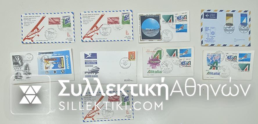 9 Envelopes AIR First Flights from several countries