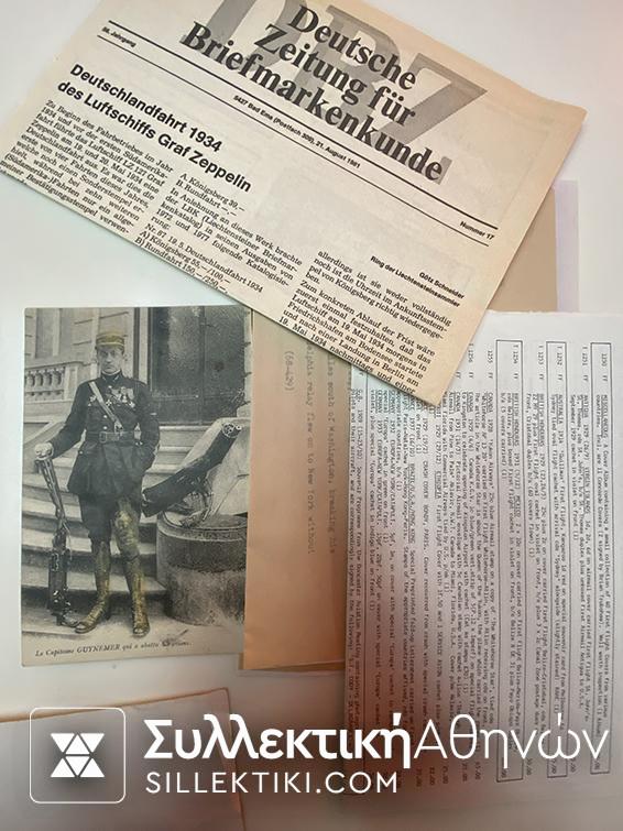 18 φωτογραφίες, κάρτες, έγγραφα σχετικά με αεροπορικό ταχυδρομείο