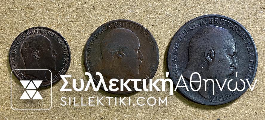 GR. BRITAIN Lot of 3 coins Farthing