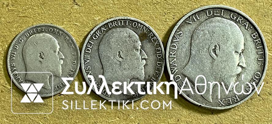 GR. BRITAIN 3 Silver Coinw Eduard