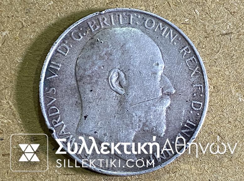 GR. BRITAIN 2 Shilling (1 Florin) 1907 VF