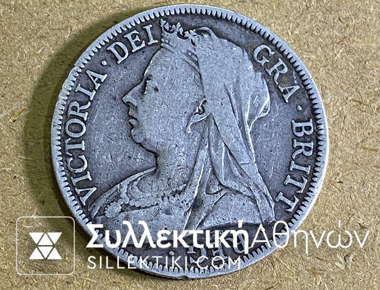 GR. BRITAIN 1/2 Crown 1896 VF