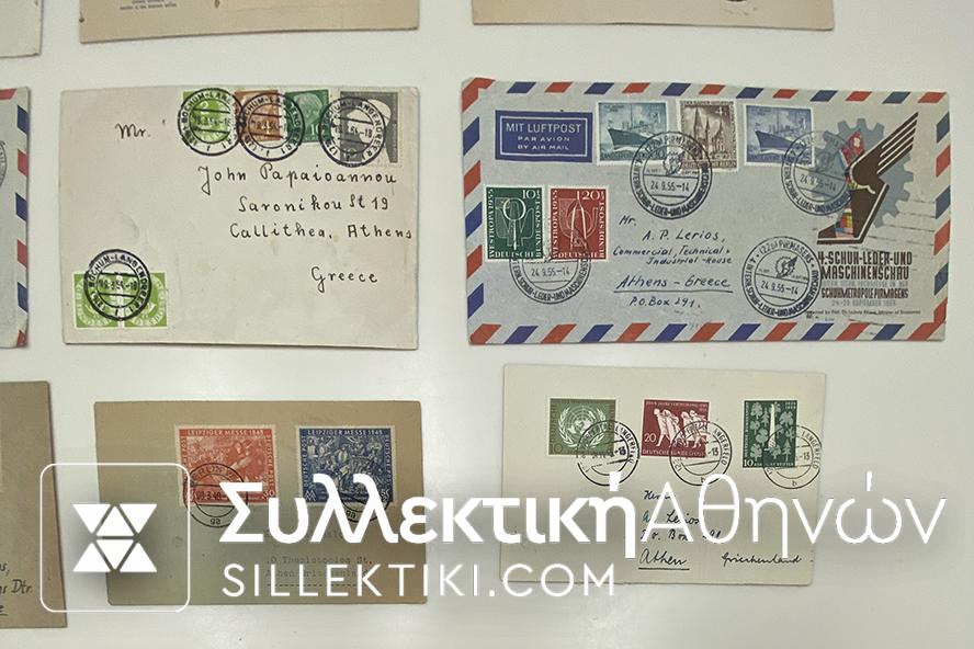 ΓΕΡΜΑΝΙΑ προς ΕΛΛΑΔΑ 20 Φάκελοι, FDC κλπ 1946-1955