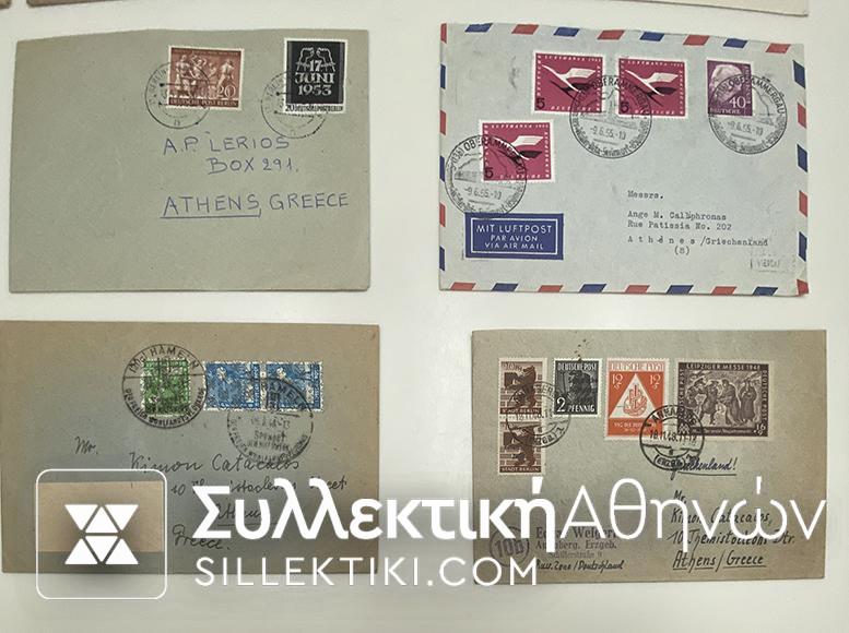 ΓΕΡΜΑΝΙΑ προς ΕΛΛΑΔΑ 20 Φάκελοι, FDC κλπ 1946-1955