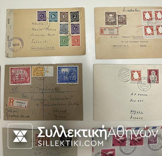 ΓΕΡΜΑΝΙΑ προς ΕΛΛΑΔΑ 20 Φάκελοι, FDC κλπ 1946-1955
