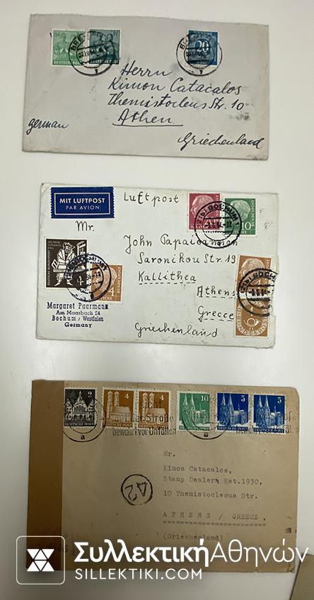 ΓΕΡΜΑΝΙΑ προς ΕΛΛΑΔΑ 20 Φάκελοι, FDC κλπ 1946-1955