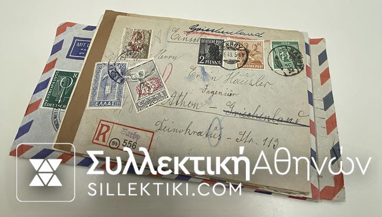 ΓΕΡΜΑΝΙΑ προς ΕΛΛΑΔΑ 20 Φάκελοι, FDC κλπ 1946-1955
