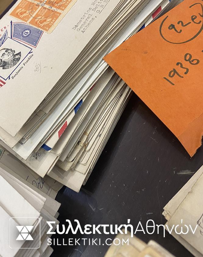 USA COLLECTION HUGE 615 ENVELOPE 1930-1959, FDC, posted from USA to Greece