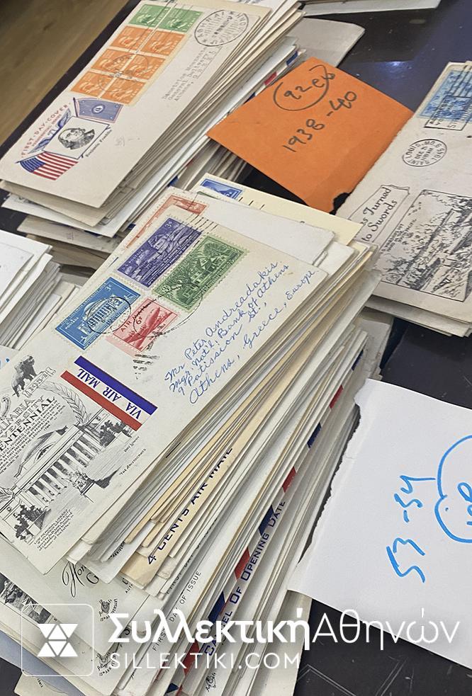 USA COLLECTION HUGE 615 ENVELOPE 1930-1959, FDC, posted from USA to Greece