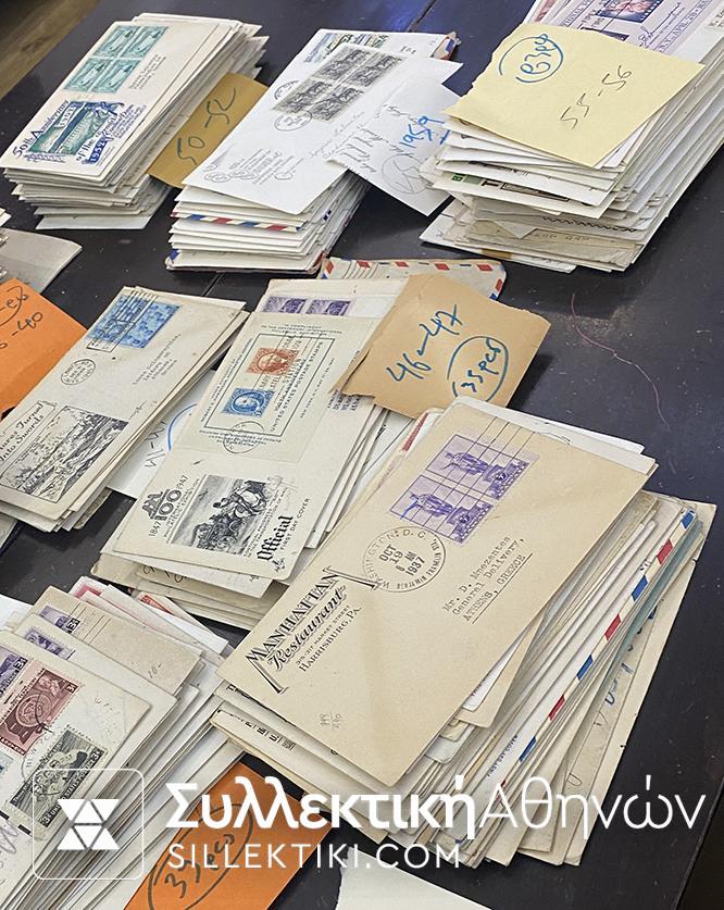 USA COLLECTION HUGE 615 ENVELOPE 1930-1959, FDC, posted from USA to Greece