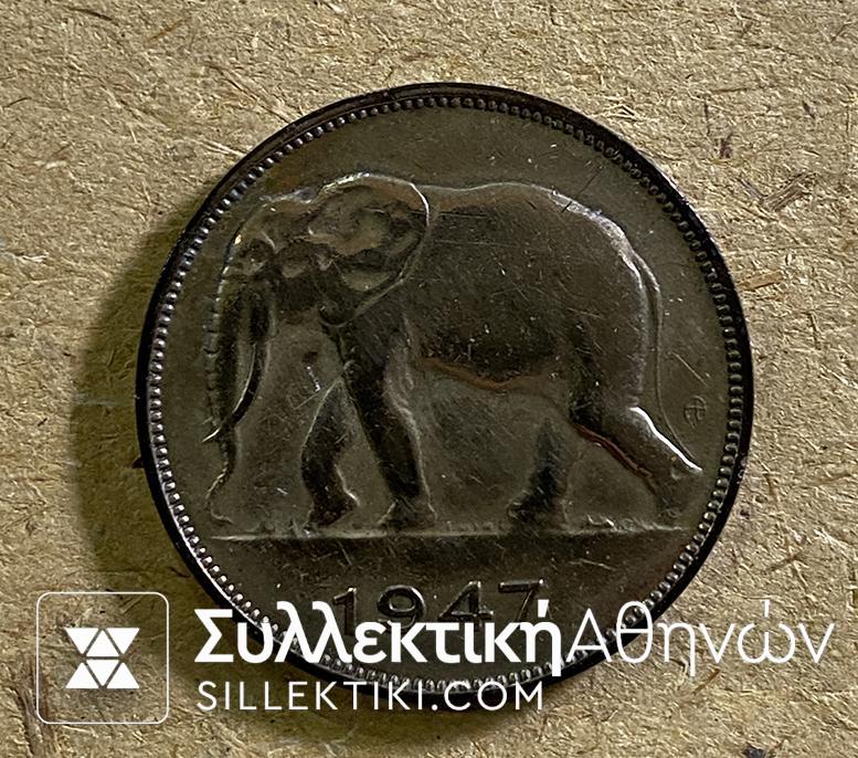 CONGO BELGE 5 Franc 1947 XF