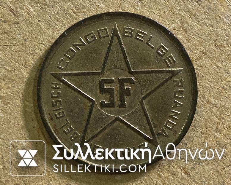 CONGO BELGE 5 Fr. 1952 XF