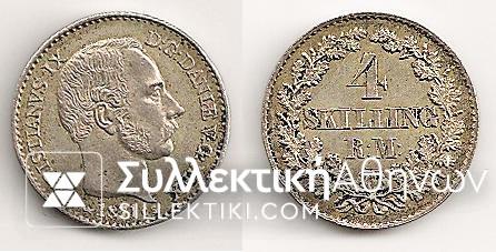 DENMARK 4 Skilling 1871 UNC