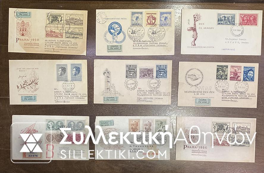 CZECHOSLOVAKIA 9 FDC 1950-53