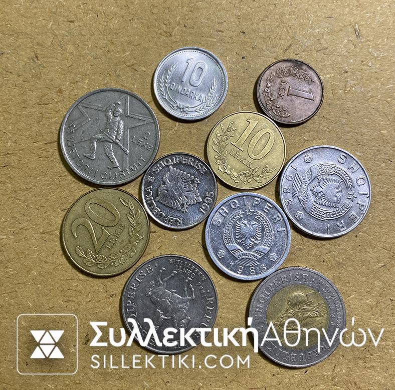 ALBANIA 10 Different Coins 80s XF