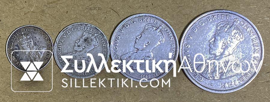 AUSTRALLIA 4 Silver Coins (3 Pence 1936