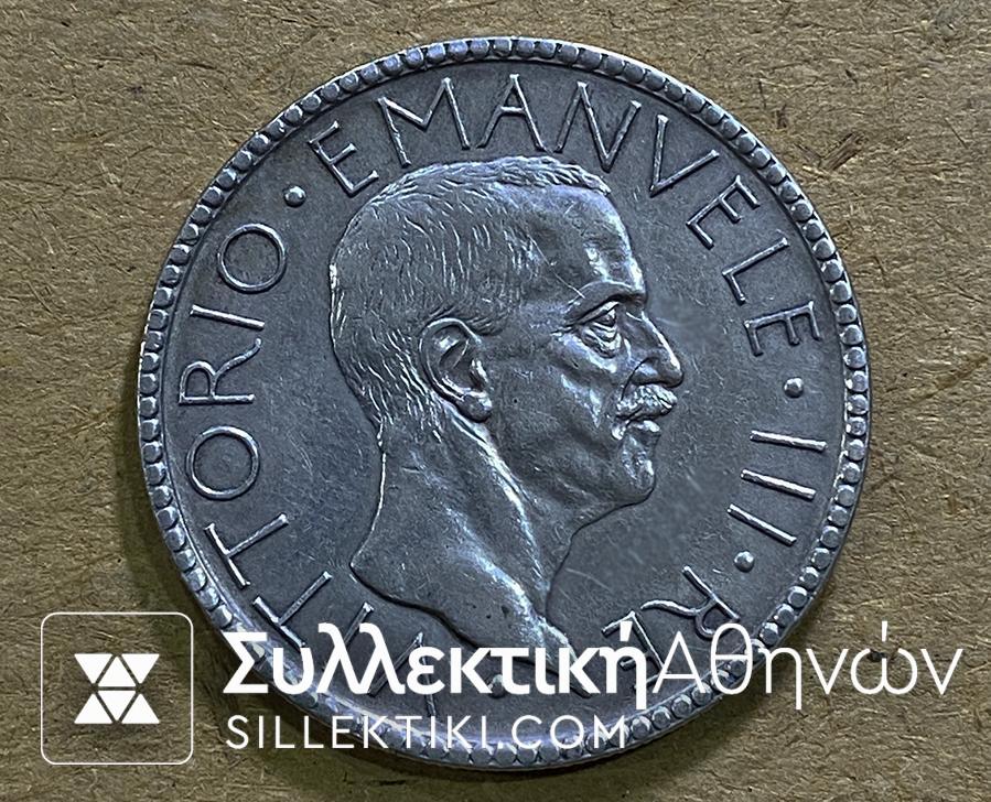 ITALY 20 Lire -1928 " VITORIO EMANVELE " XF/AU