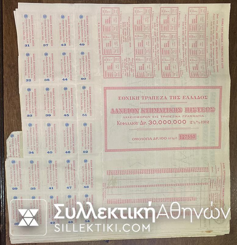 ΜΕΤΟΧΗ ΕΘΝΙΚΗ ΤΡΑΠΕΖΑ ΤΗΣ ΕΛΛΑΔΟΣ 1912 (Κεφαλαίου 30.000.000)