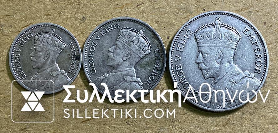 NEW ZEALAND 3 Silver Coins (half Peny 1945